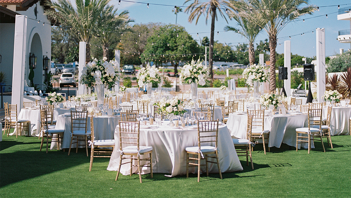 Outdoor wedding reception set up