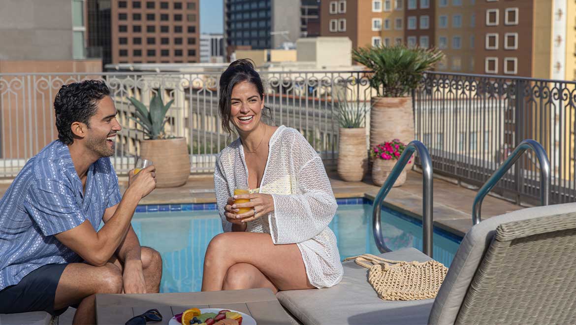 couple at pool
