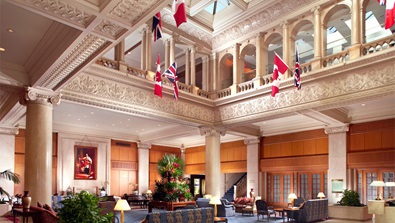 Hotel lobby flags King Edward Toronto 