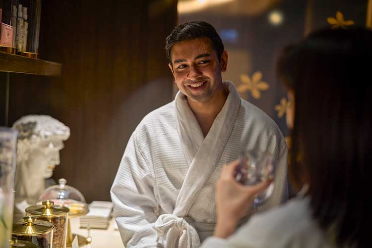 man at spa