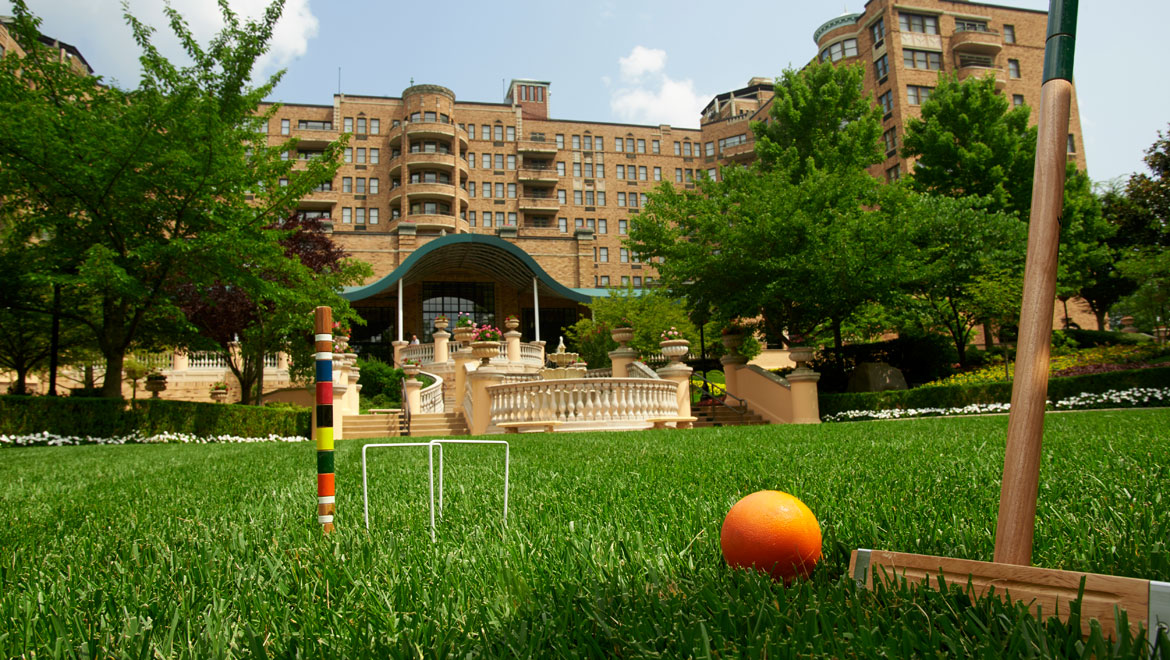 Bocce ball on hotel lawn