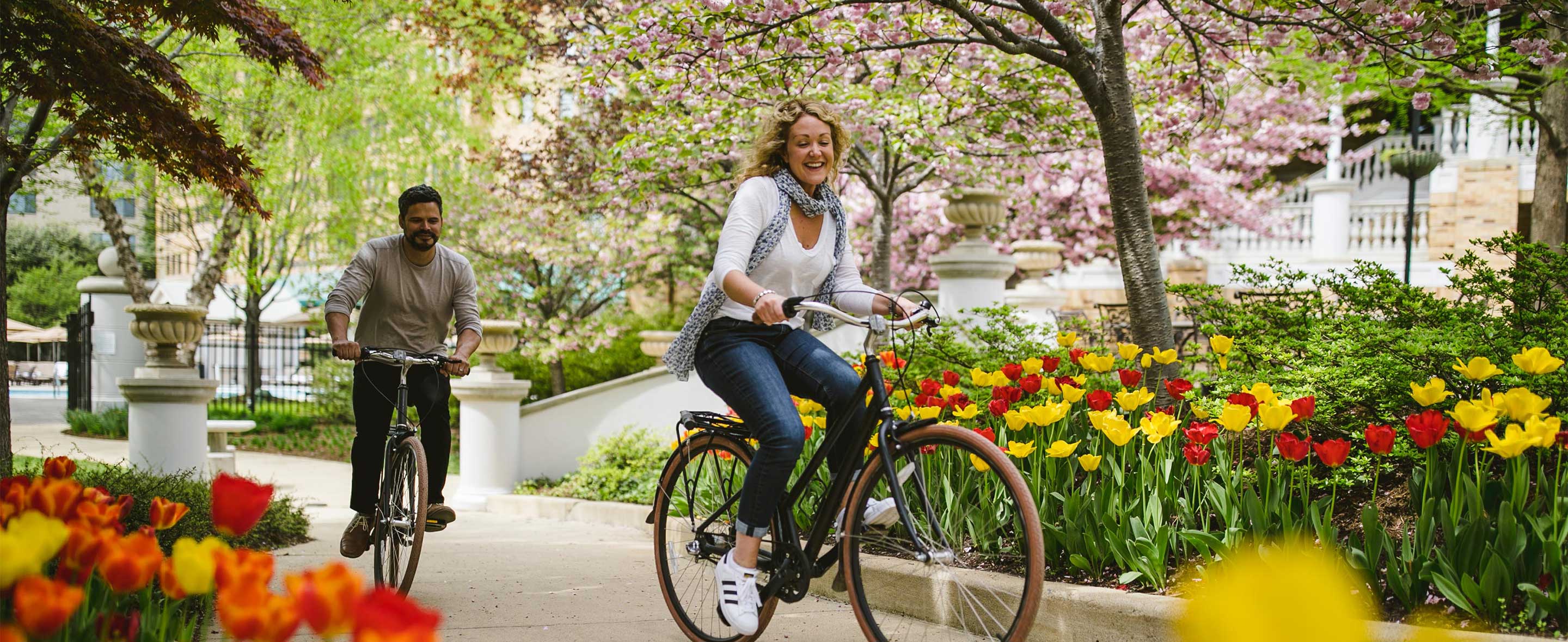 Couple bike riding
