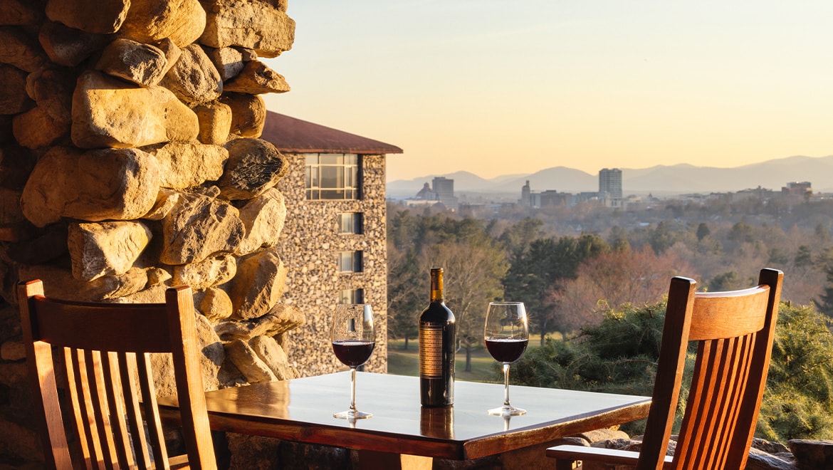 wine on balcony