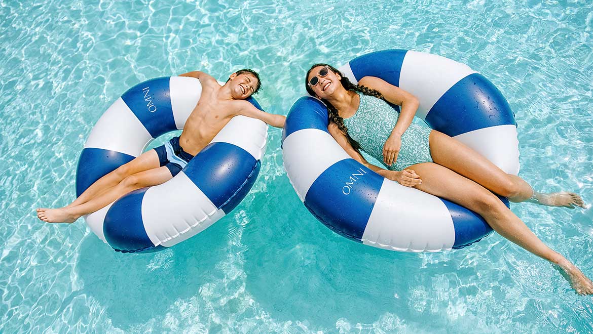 Two kids in the pool